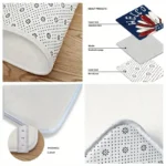 Patriotic with Floral American Flag Design Welcome Doormat for Home Entrance, Foyer, Kitchen, Bathroom