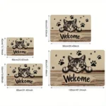 Charming Cat Welcome Doormat for Home Entrance, Foyer, Kitchen, Bathroom