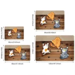 Cute Cartoon with Multiple Cat Wood Grain Retro Welcome Doormat for Home Entrance, Foyer, Kitchen, Bathroom