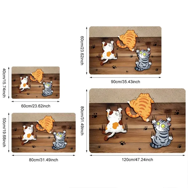 Cute Cartoon with Multiple Cat Wood Grain Retro Welcome Doormat for Home Entrance, Foyer, Kitchen, Bathroom