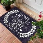 British Style with HOME Lettering and Floral Design Welcome Doormat for Home Entrance, Foyer, Kitchen, Bathroom