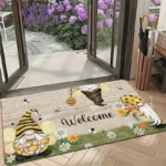 Rustic Bee-Themed Welcome Doormat for Home Entrance, Foyer, Kitchen, Bathroom