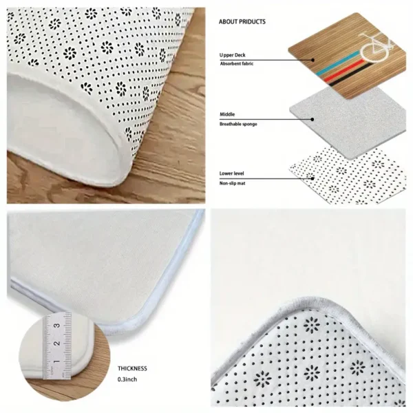 Wood Grain with Bicycle Design Welcome Doormat for Home Entrance, Foyer, Kitchen, Bathroom