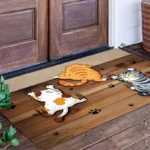 Cute Cartoon with Multiple Cat Wood Grain Retro Welcome Doormat for Home Entrance, Foyer, Kitchen, Bathroom