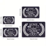 British Style with HOME Lettering and Floral Design Welcome Doormat for Home Entrance, Foyer, Kitchen, Bathroom