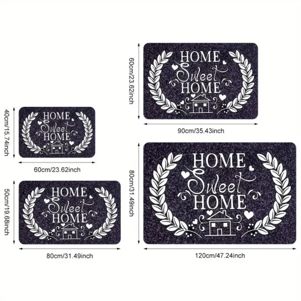 British Style with HOME Lettering and Floral Design Welcome Doormat for Home Entrance, Foyer, Kitchen, Bathroom