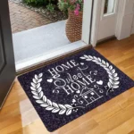 British Style with HOME Lettering and Floral Design Welcome Doormat for Home Entrance, Foyer, Kitchen, Bathroom