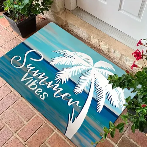 Tropical Coconut Palm Welcome Doormat for Home Entrance, Foyer, Kitchen, Bathroom