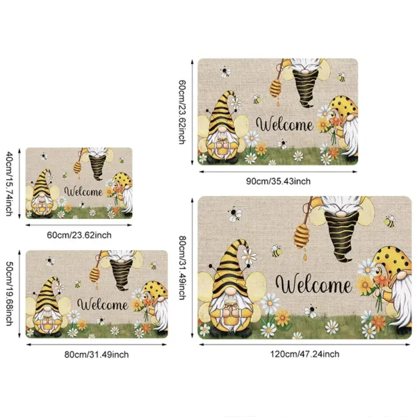 Rustic Bee-Themed Welcome Doormat for Home Entrance, Foyer, Kitchen, Bathroom