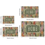 Bohemian Floral HOME Monogram Welcome Doormat for Home Entrance, Foyer, Kitchen, Bathroom