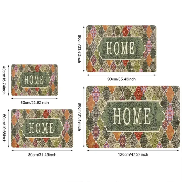 Bohemian Floral HOME Monogram Welcome Doormat for Home Entrance, Foyer, Kitchen, Bathroom