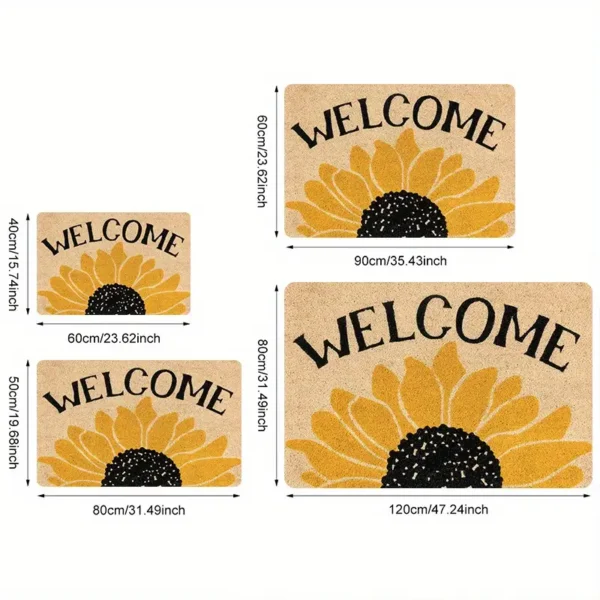 Yellow Flower Floral Print Welcome Doormat for Home Entrance, Foyer, Kitchen, Bathroom