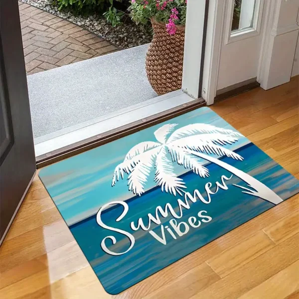 Tropical Coconut Palm Welcome Doormat for Home Entrance, Foyer, Kitchen, Bathroom