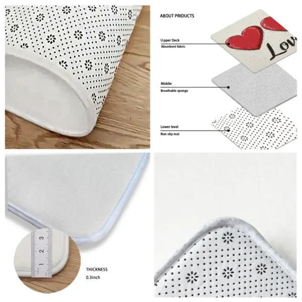 Valentine'S Day Love Themed Welcome Doormat for Home Entrance, Foyer, Kitchen, Bathroom
