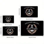 Nautical Anchor & Laurel Wreath Design Welcome Doormat for Home Entrance, Foyer, Kitchen, Bathroom