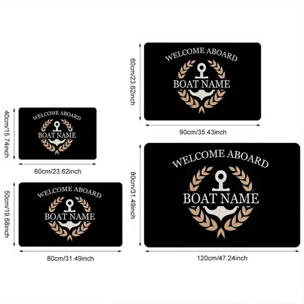 Nautical Anchor & Laurel Wreath Design Welcome Doormat for Home Entrance, Foyer, Kitchen, Bathroom